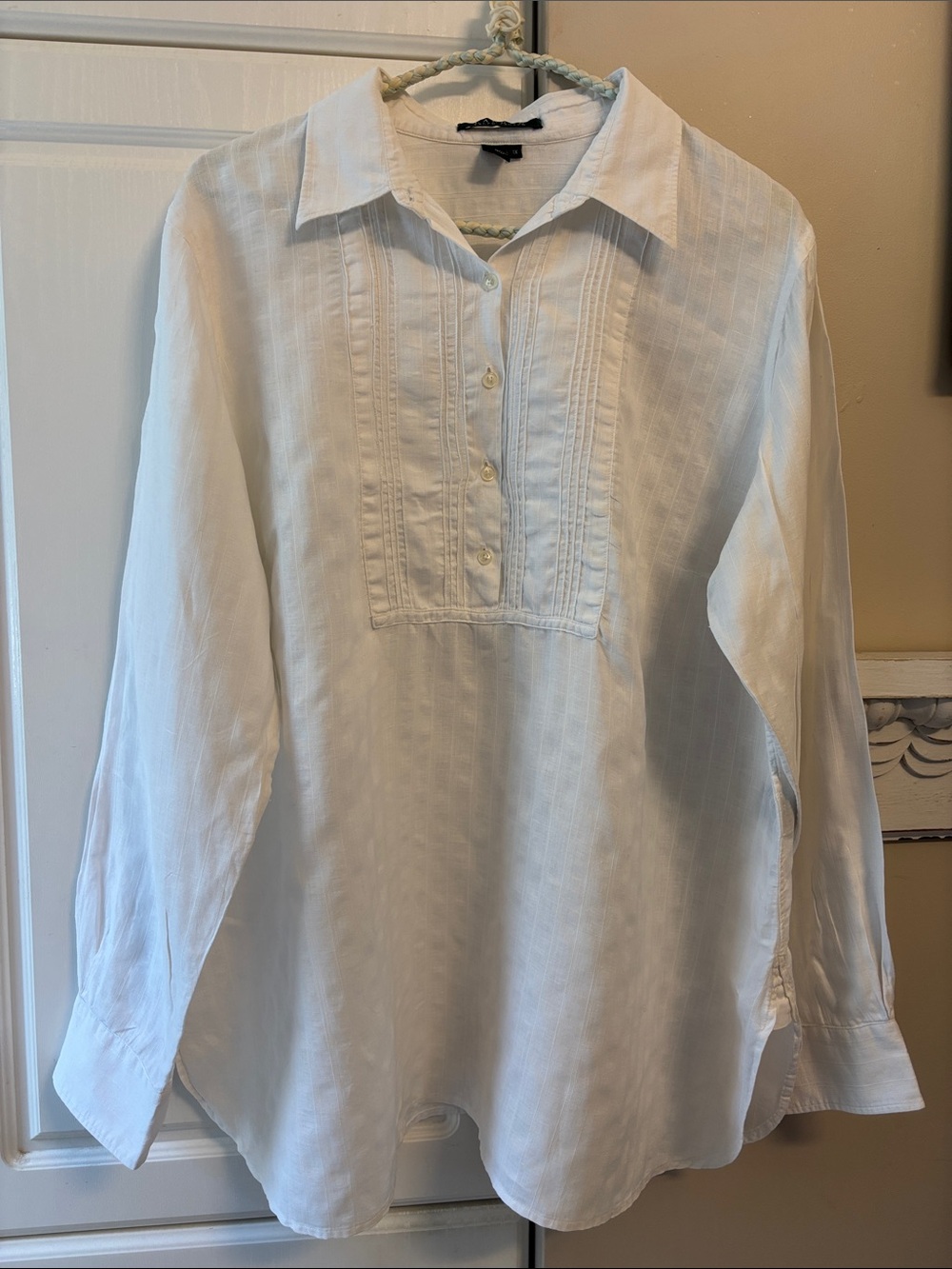 Ralph Lauren tuxedo tunic blouse linen/cotton 25”Ptp